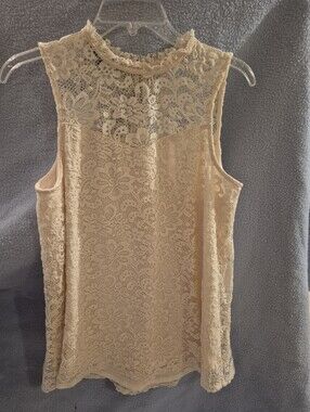 High Neck Lace Overlay Blouse